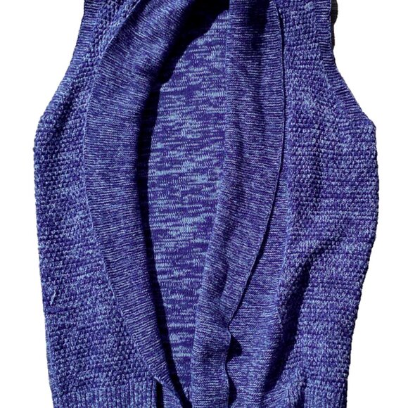 Gap Womens Small Cardigan With Flap Collar Blue Sleeveless Sweater Knit Long - Picture 3 of 9